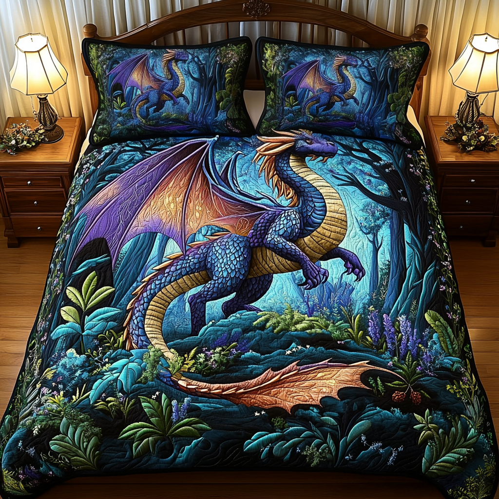 Enchanted Wings Quilted Bedding Set Cute Bed Sheets Dragon Themed Birthday Gifts