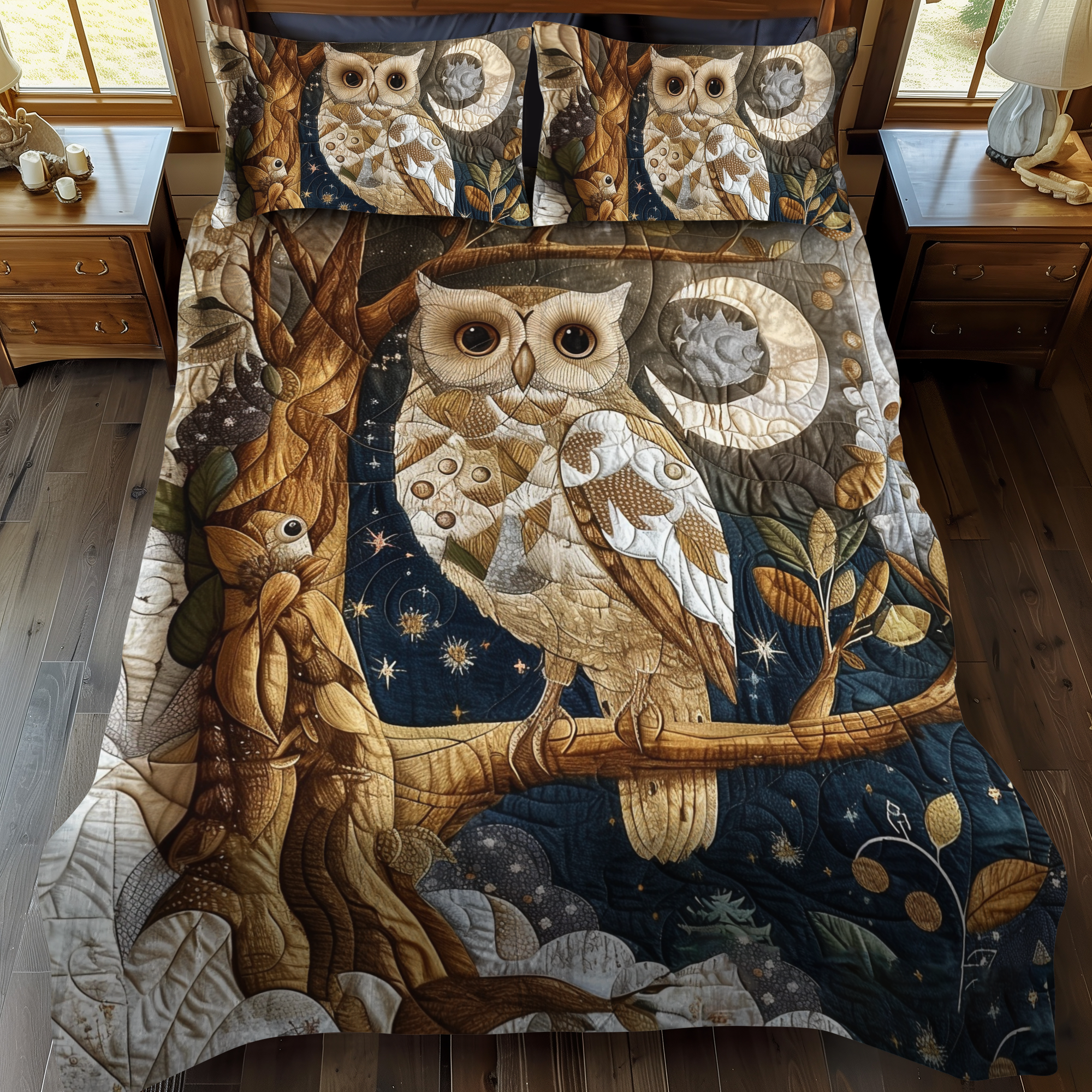 Enchanting Owl Quilted Bedding Set Bedroom Decor Ideas Owl Gifts For Adults