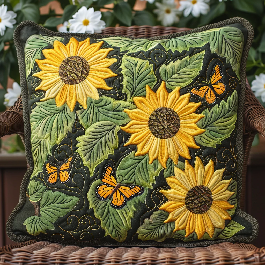 Enchanting Sunflowers Quilted Pillow Case Throw Pillow Cover Best Gift For Men