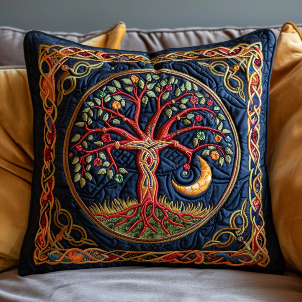 Enchanting Tree Quilted Pillow Case Throw Pillow Cover Best Gift For Mom