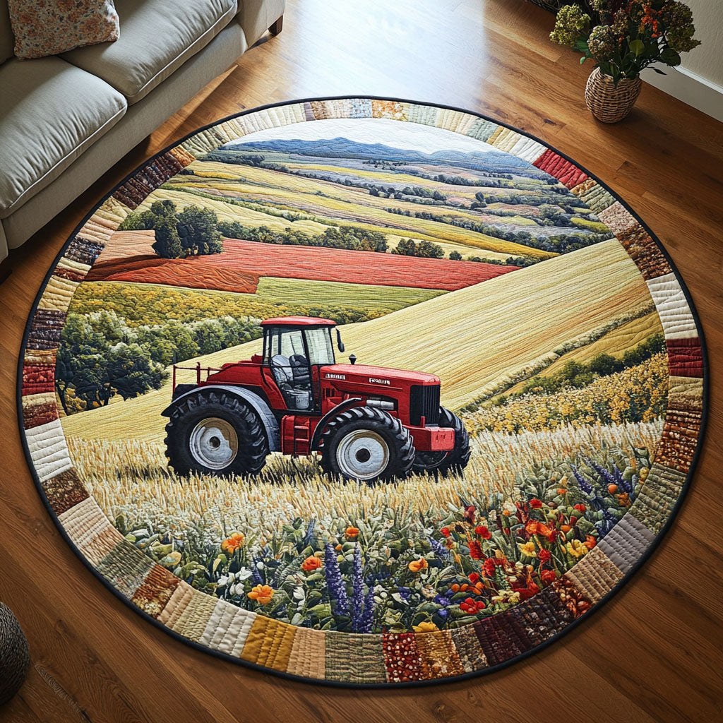 Endless Fields Quilted Round Mat Floor Mat Round Christmas Gifts For A Deer Hunter