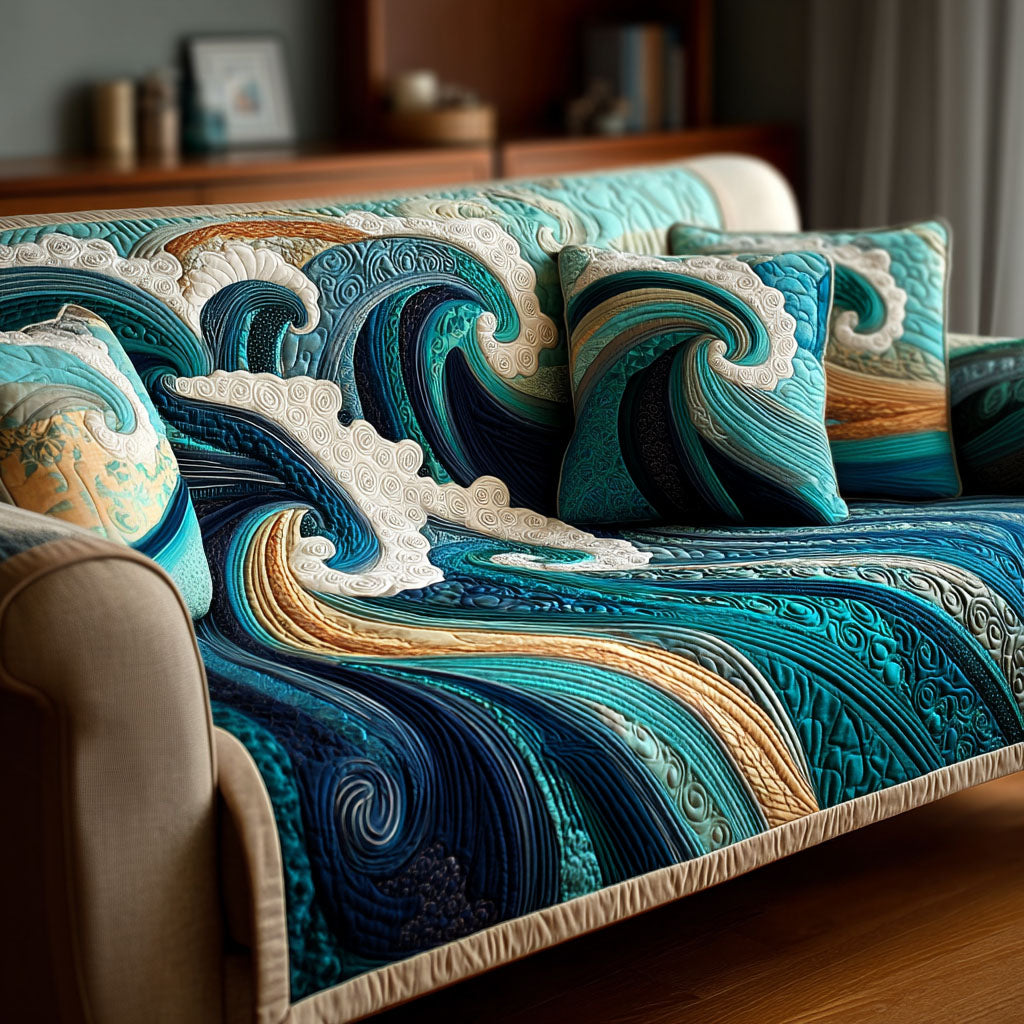 Endless Tide Quilted Sofa Cover Seat Covers For Couches Beach Vacation Gift Ideas