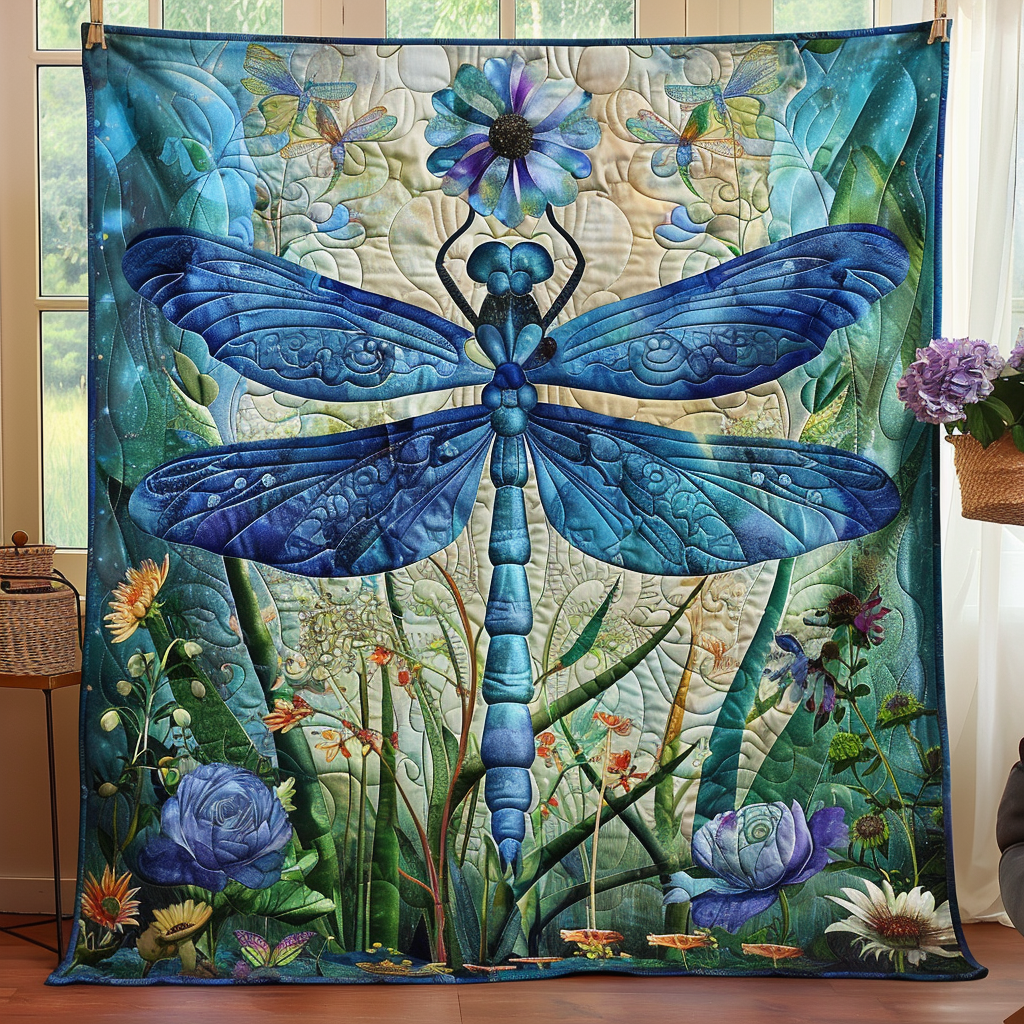 Ephemeral Wings Quilted Blanket Bed Room Decoration Birthday Gifts For Dragonfly Lovers