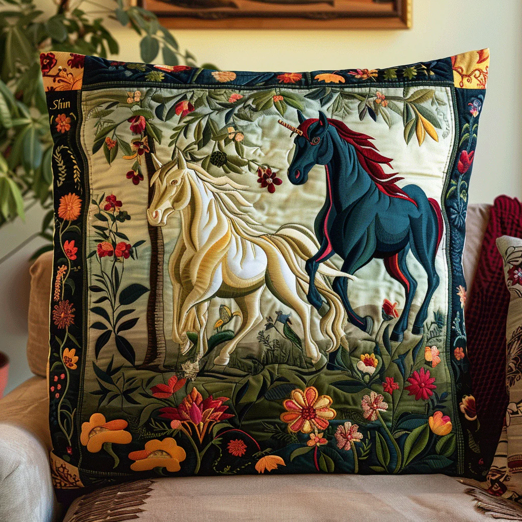 Equine Art Mystical Steeds Quilted Pillow Case Outdoor Pillow Covers Top Gifts For Him