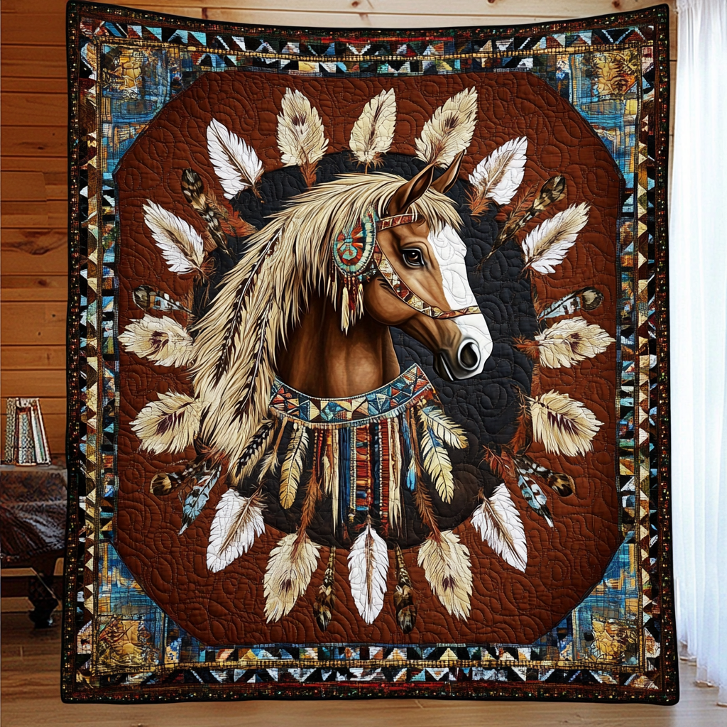 Equine Native American Quilted Blanket Bed Decor Ideas Father's Day Presents For Dad To Be