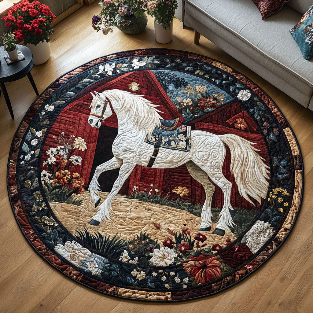 Equine Retreat Quilted Round Mat Round Carpets And Rugs Gifts For Horsey Ladies