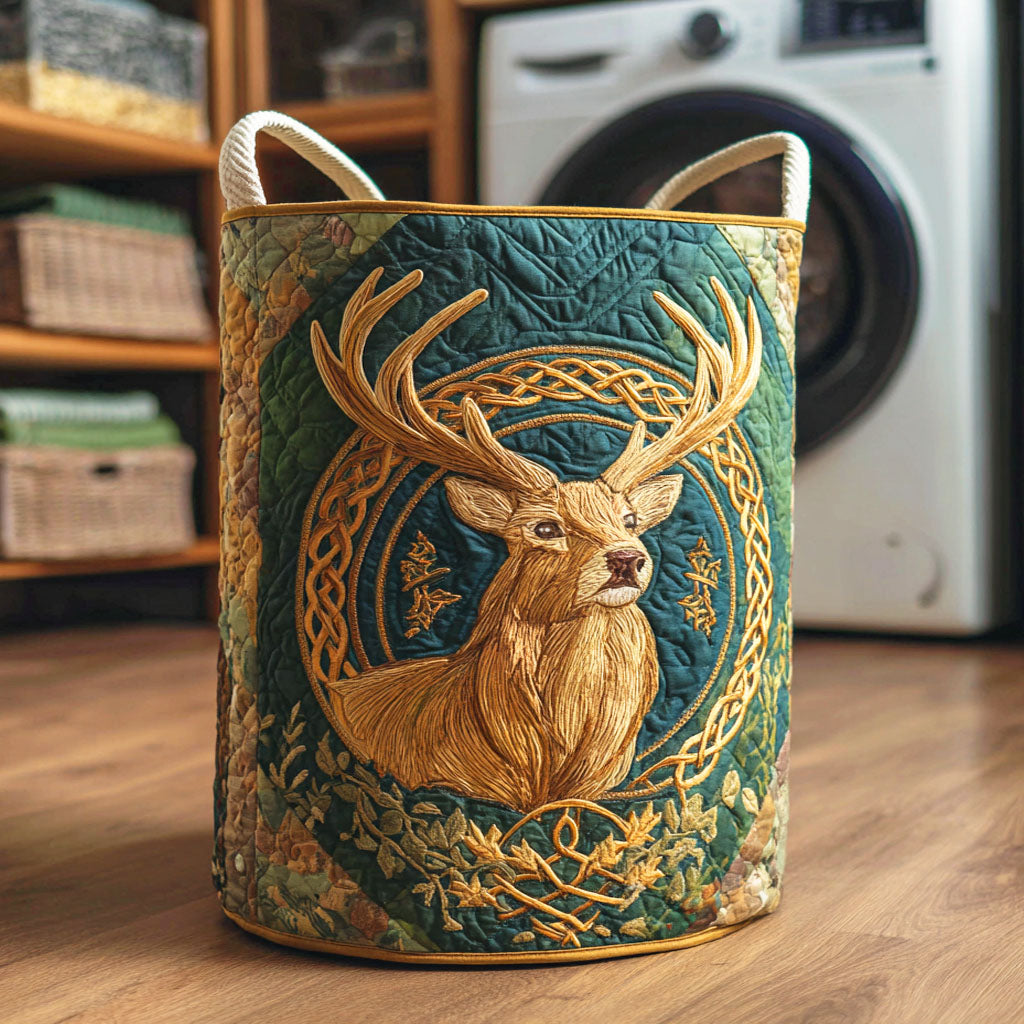Eternal Deer Spiral Quilted Laundry Basket Home Decor Styles Irish Gifts For Her
