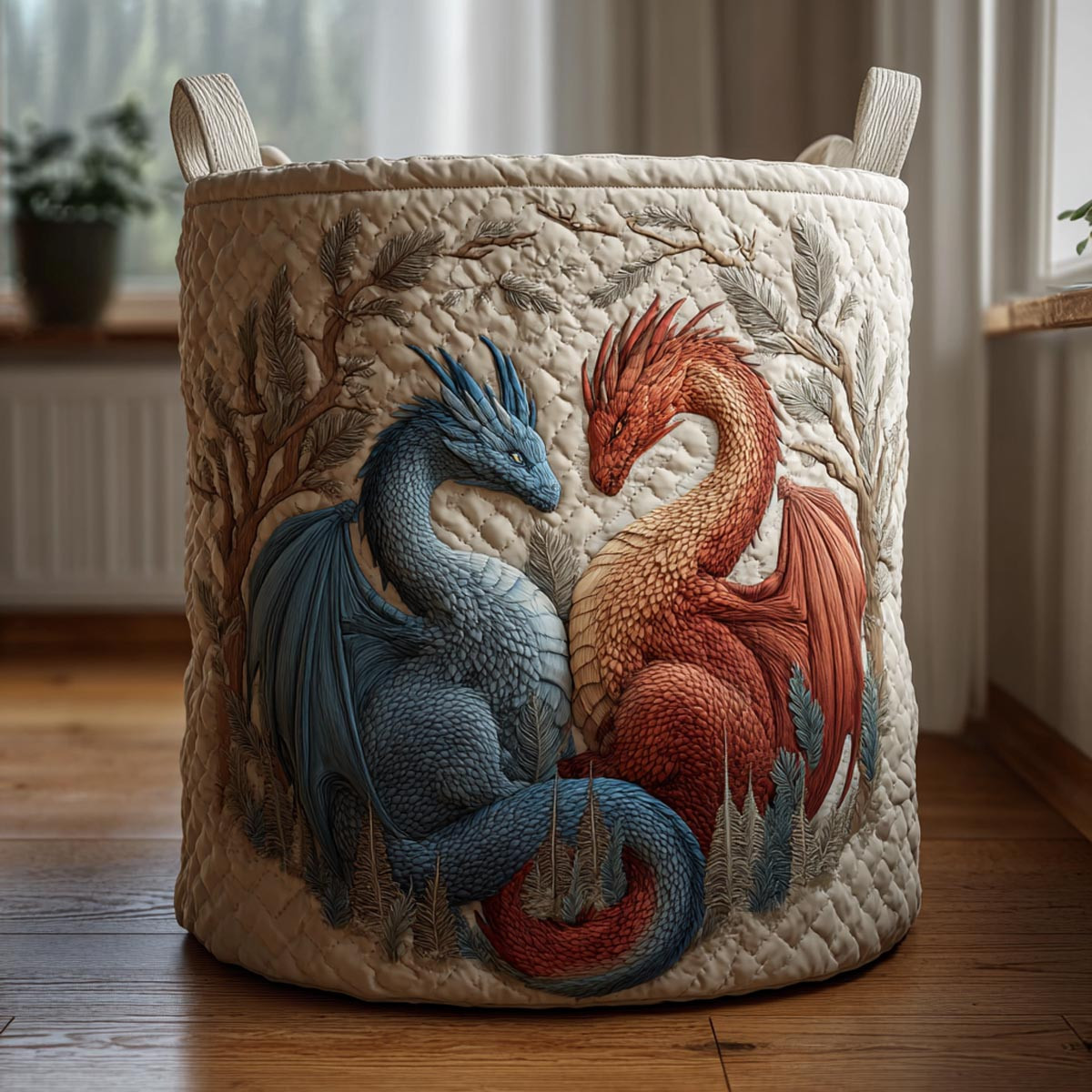 Eternal Flame Love Quilted Laundry Basket Best Foldable Laundry Basket Dragon Father's Day Gifts