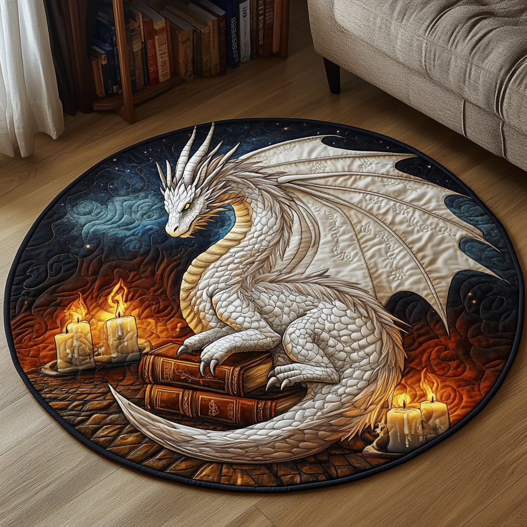 Eternal Flame Quilted Round Mat Round Matts Best Gift For Dragon Lovers