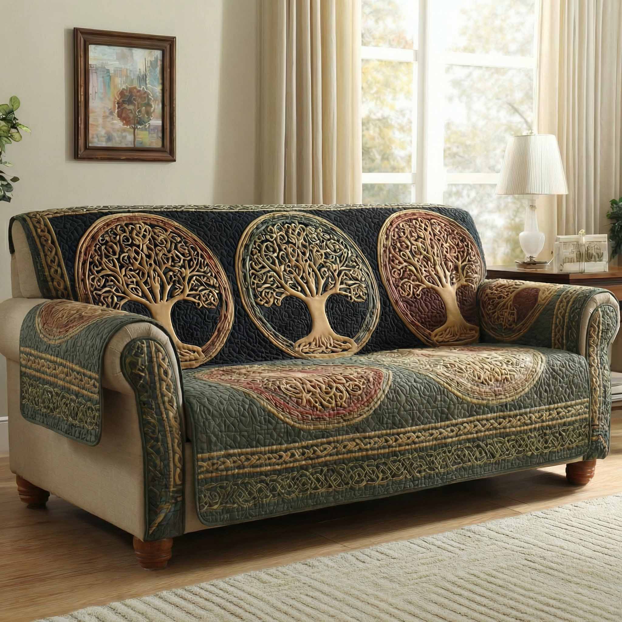 Eternal Orchard Quilted Sofa Cover Sofa Couch Cover Tree Of Life Gifts For Men