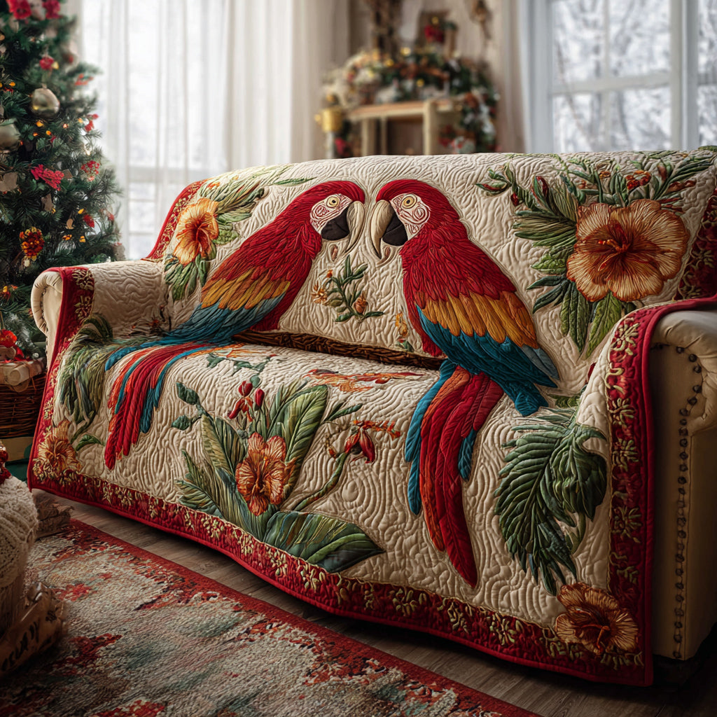 Eternal Parrot Muse Quilted Sofa Cover Furniture Covers For Sofas Gifts For Parrot Lovers