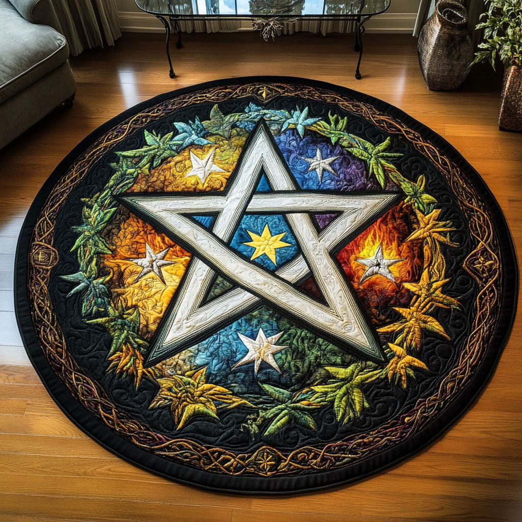 Eternal Pentacle Quilted Round Mat Home And Decor Mother Daughter Gifts