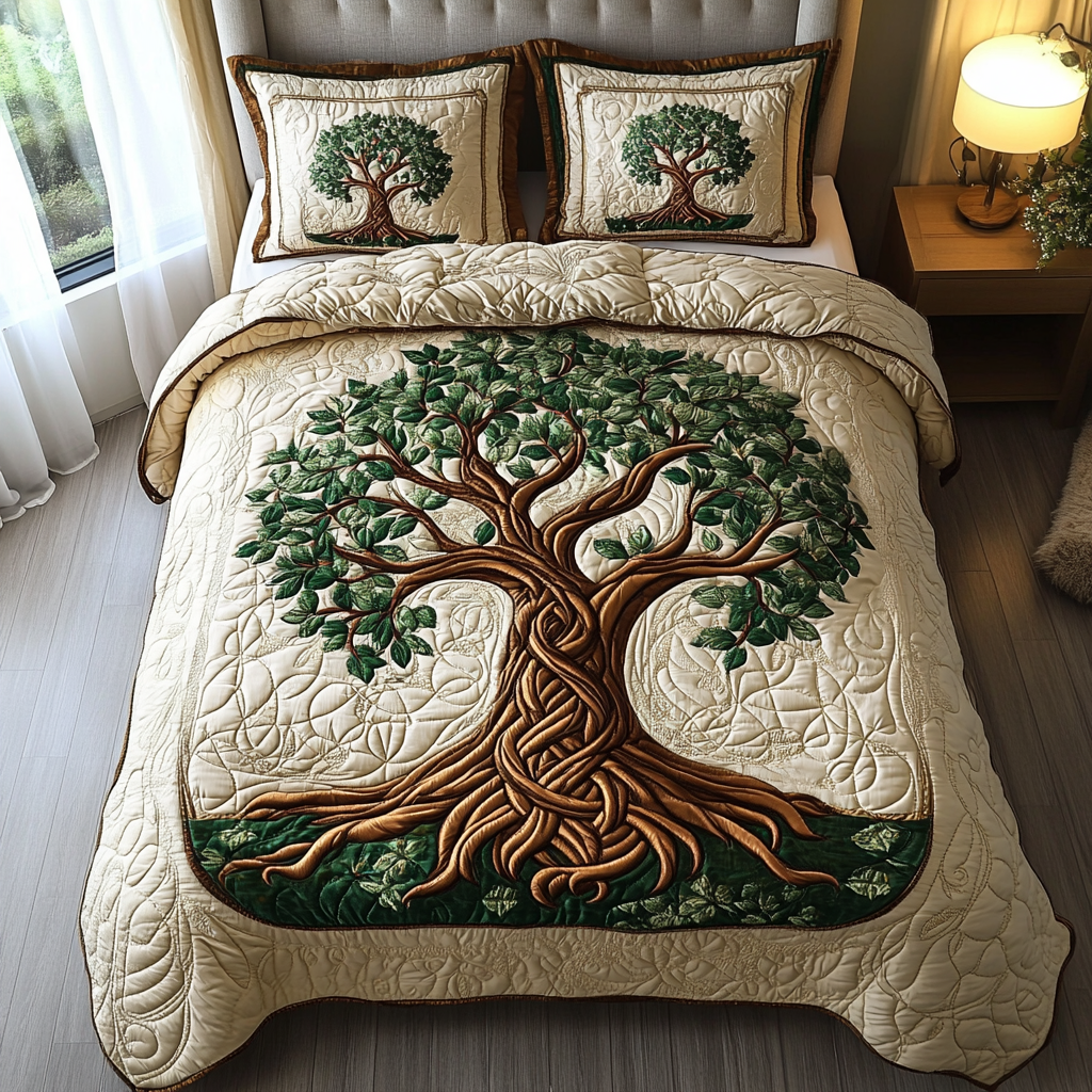 Eternal Roots Quilted Bedding Set Bed Decorations Tree Of Life Presents
