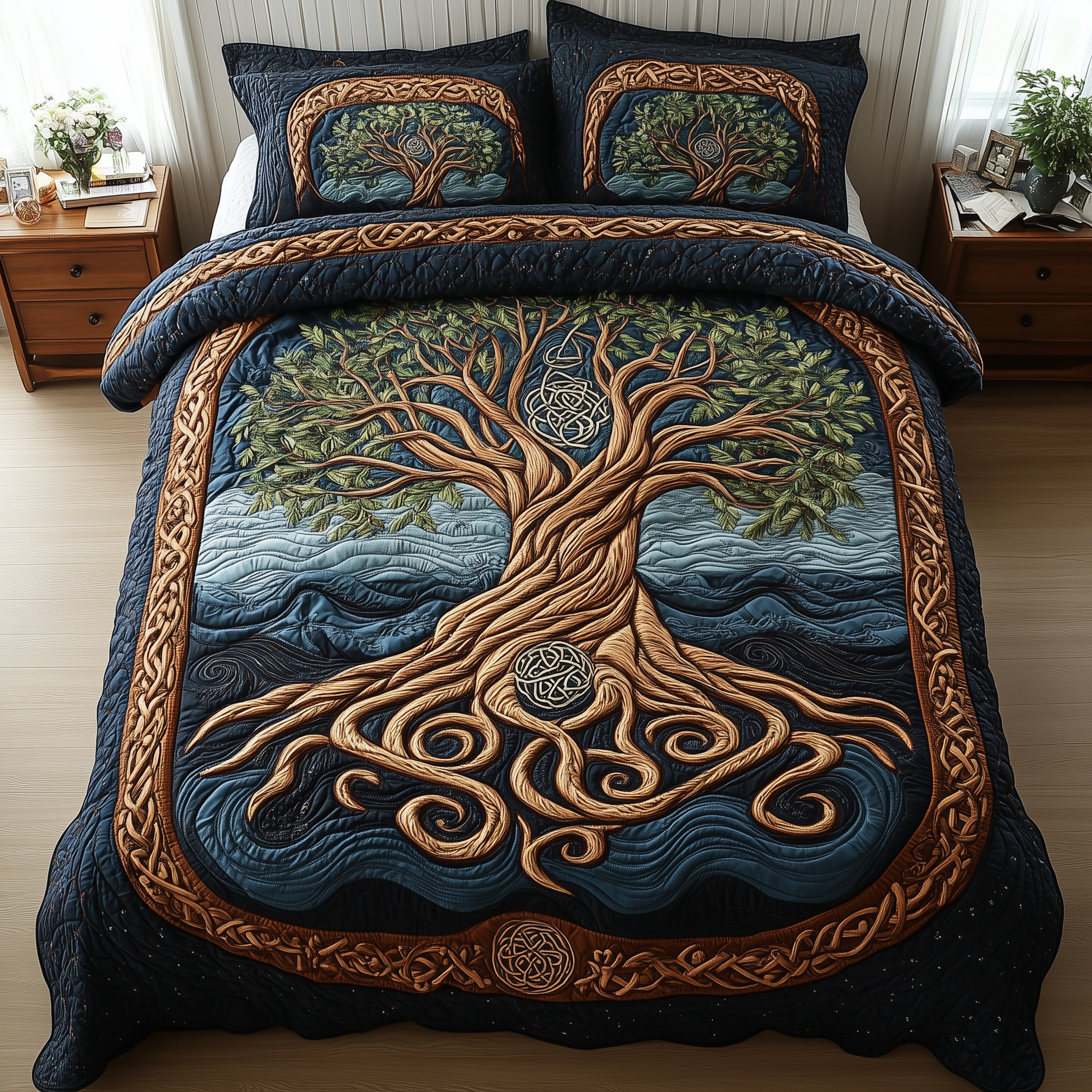 Eternal Tree Of Life Quilted Bedding Set Cozy Bedroom Ideas Tree Of Life Gifts Father'S Day