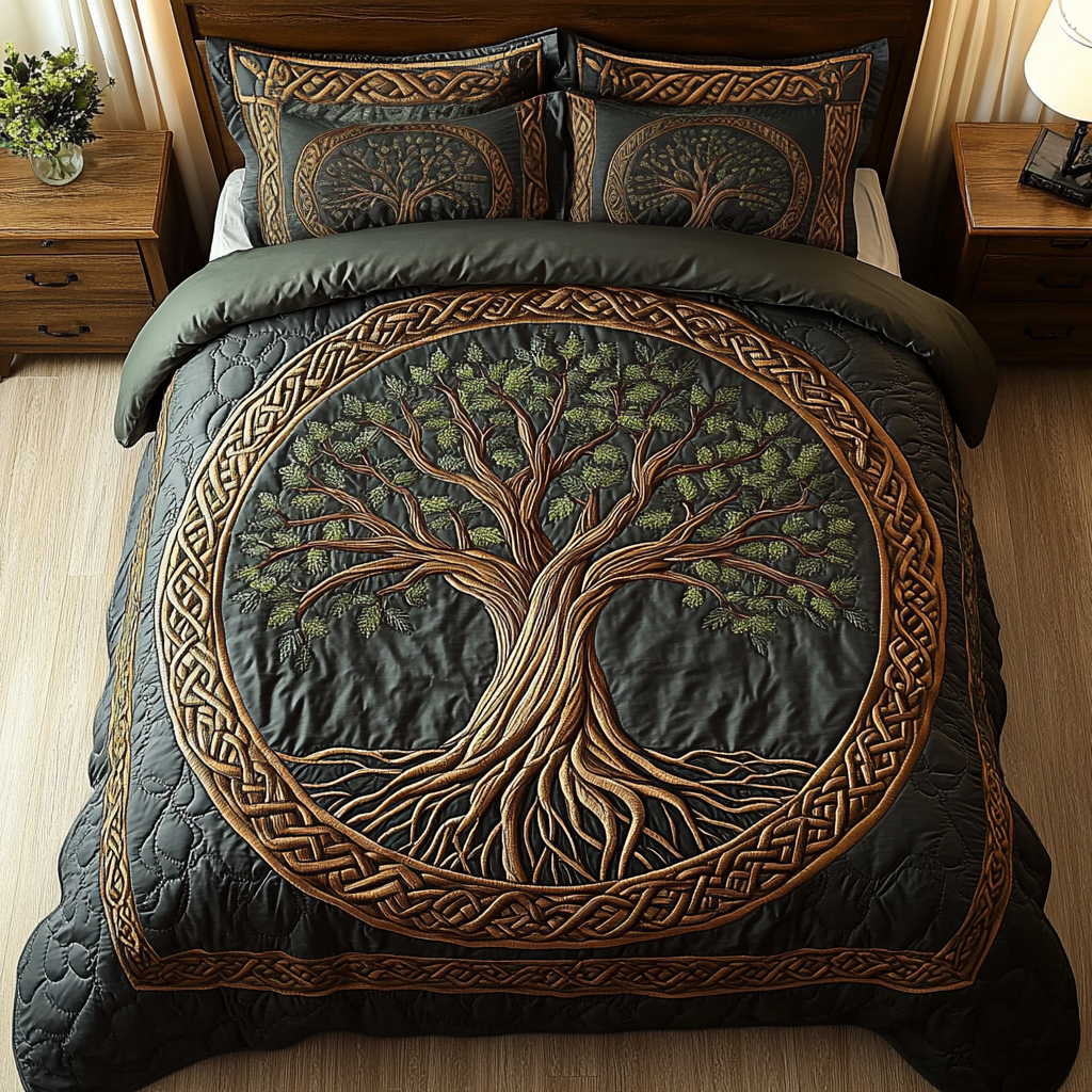 Eternal Tree Quilted Bedding Set Best Bed Sheet Set Tree Of Life Gifts For Parents