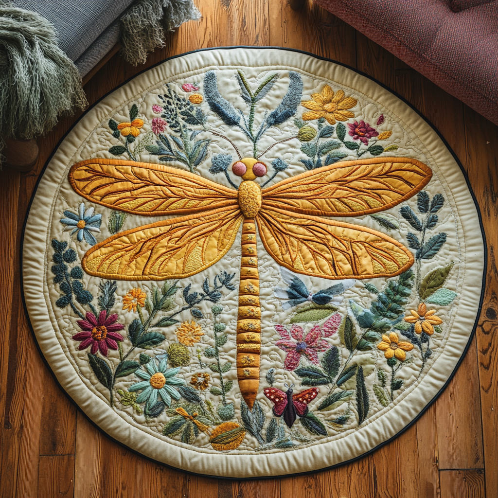 Ethereal Flutter Quilted Round Mat Living Rooms Ideas Novelty Dragon Gifts