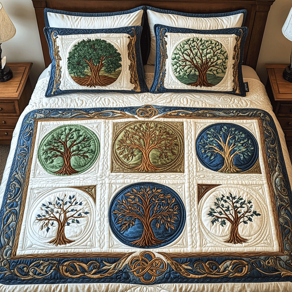 Ethereal Forest Quilt Quilted Bedding Set Cool Bedroom Decor Best Gifts For New Moms
