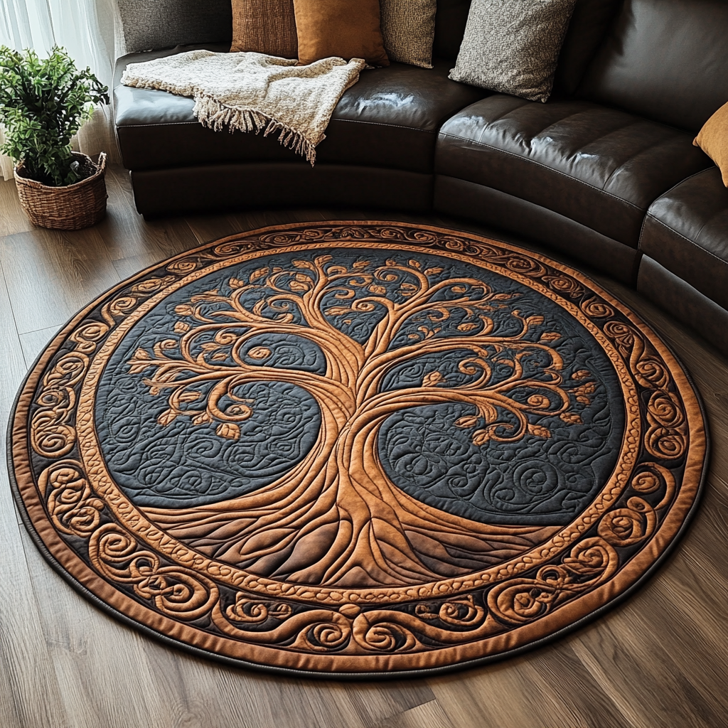 Ethereal Oak Quilted Round Mat Family Room Ideas Tree Of Life Gifts For Family