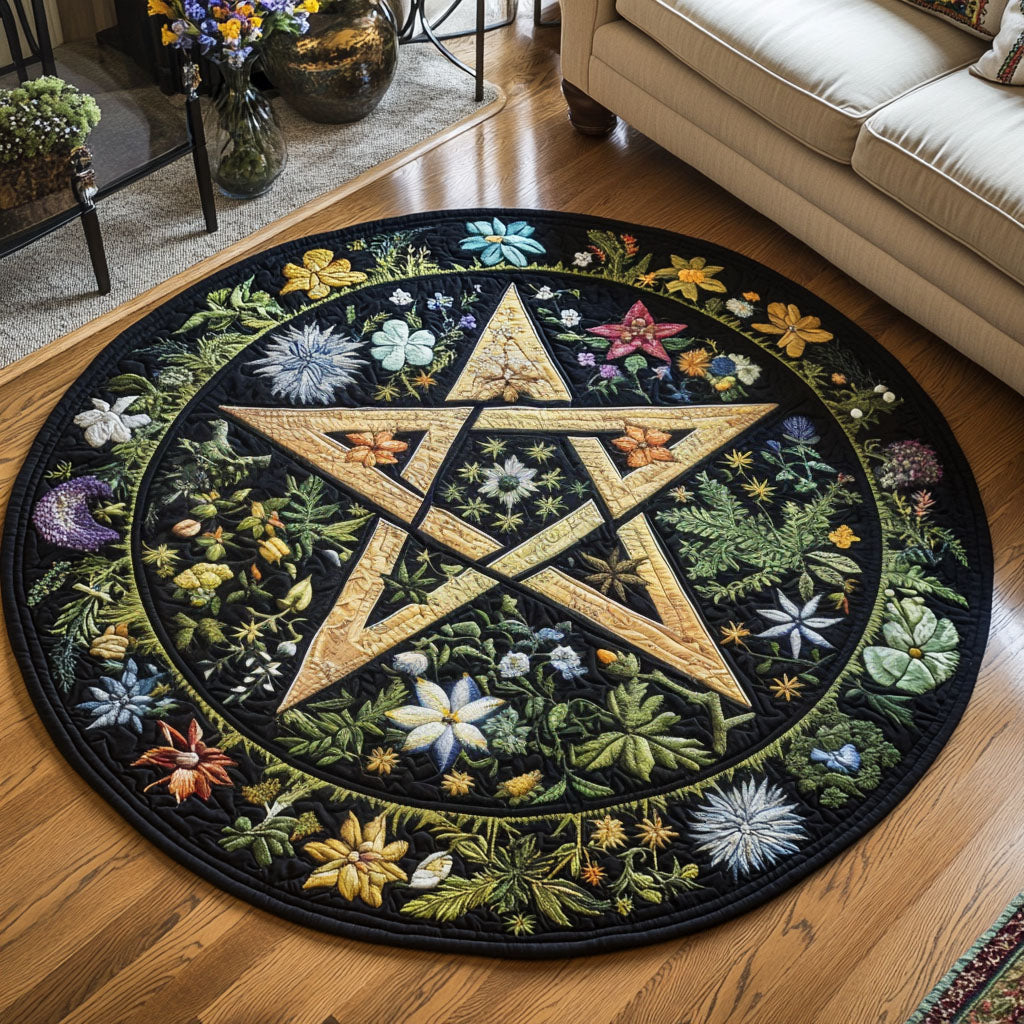 Ethereal Pentacle Quilted Round Mat Large Round Area Rugs Creative Mother's Day Gifts