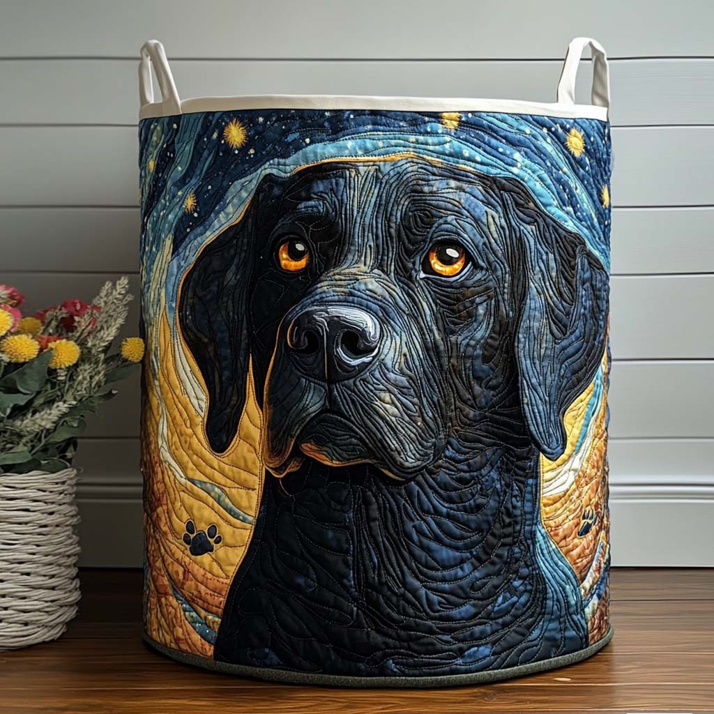 Evening Sky Quilted Laundry Basket Foldable Clothes Hamper Best Gifts For Labrador Retriever