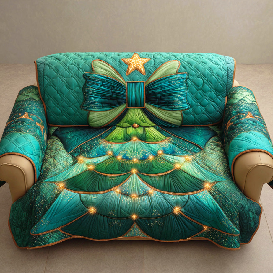Evergreen Bow Bloom Quilted Sofa Cover Christmas Home Decor Unique Christmas Gifts