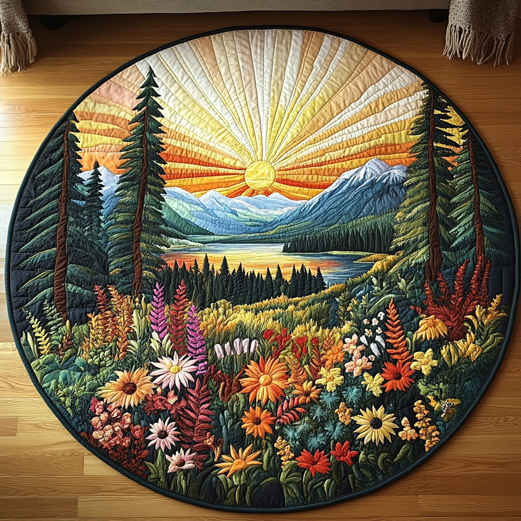 Evergreen Dreams Quilted Round Mat Room Decor Unique Gifts For Mom