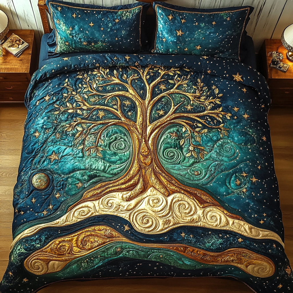 Evergreen Essence Quilted Bedding Set Best Bedding Sets Tree Of Life Gifts For Grangarents