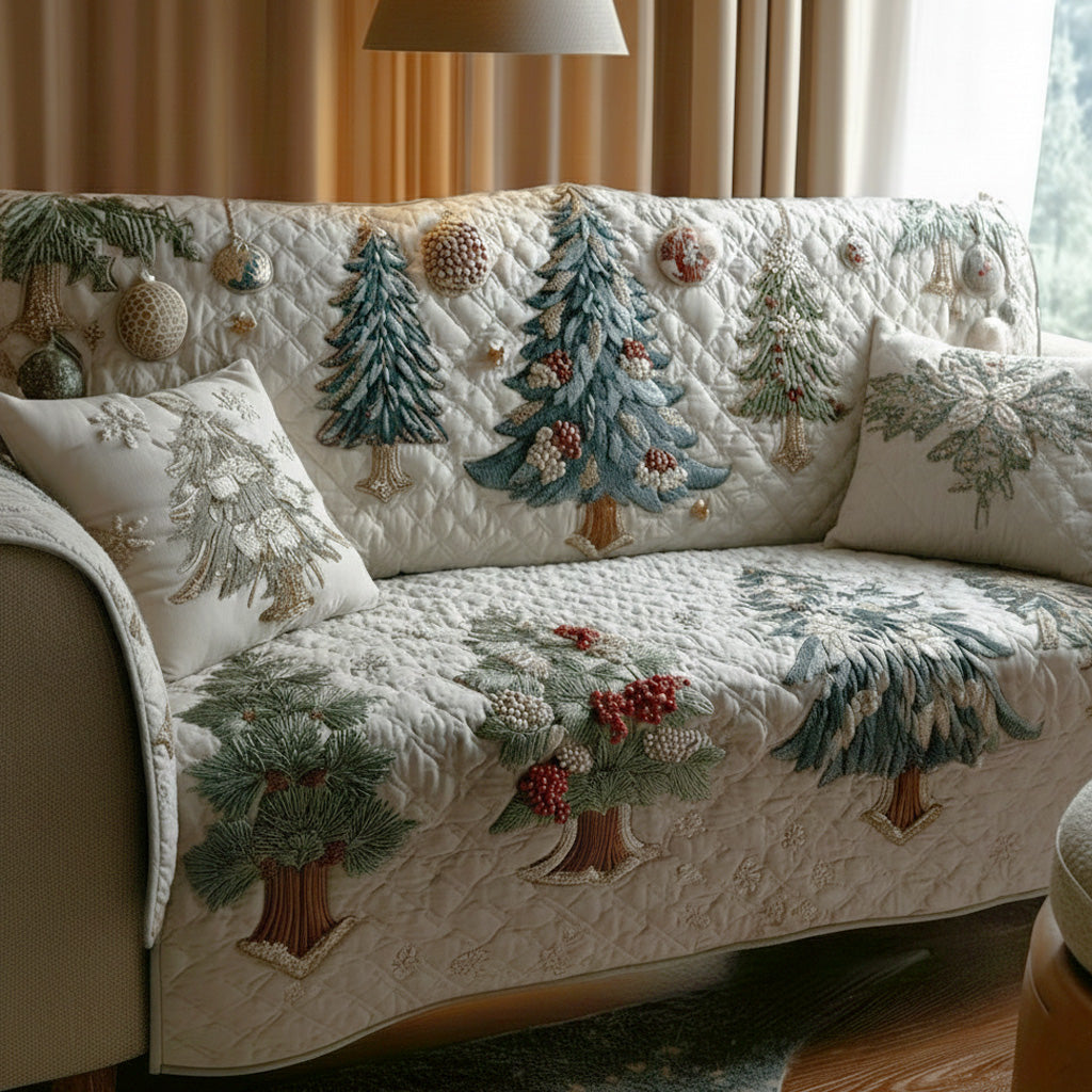 Evergreen Forest Dream Quilted Sofa Cover Holiday Couch Covers Christmas Gift Ideas