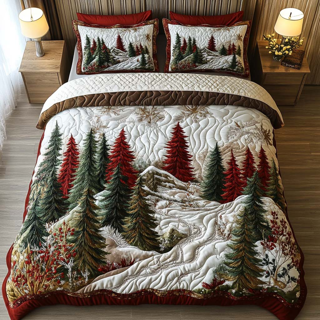 Evergreen Forest Quilted Bedding Set Cute Bedsheets Mother's Day Gifts 2026