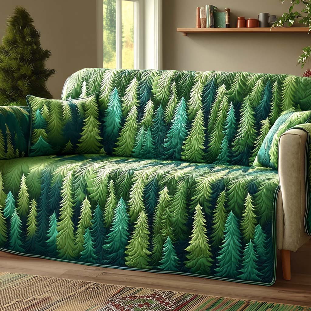 Evergreen Forest Quilted Sofa Cover Home Decorattions Birthday Gifts For Friends