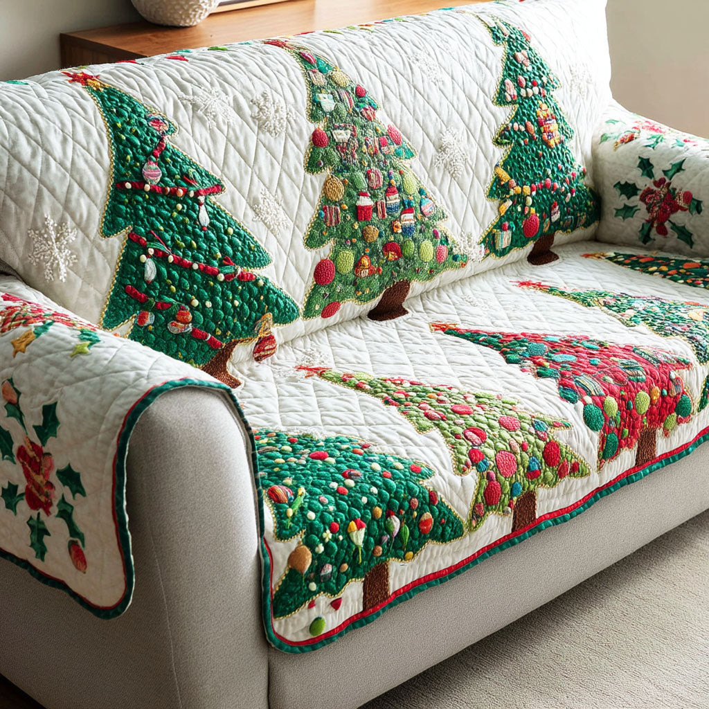 Evergreen Glow Quilted Sofa Cover Best Sofa Covers Christmas Gift Baskets For Families