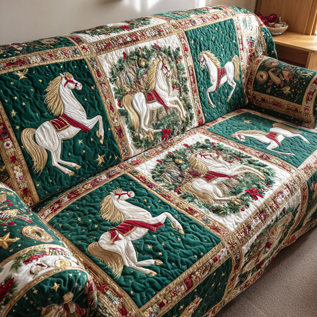 Evergreen Horses Quilted Sofa Cover Best Sofa Covers Horse Themed Gifts For Adults