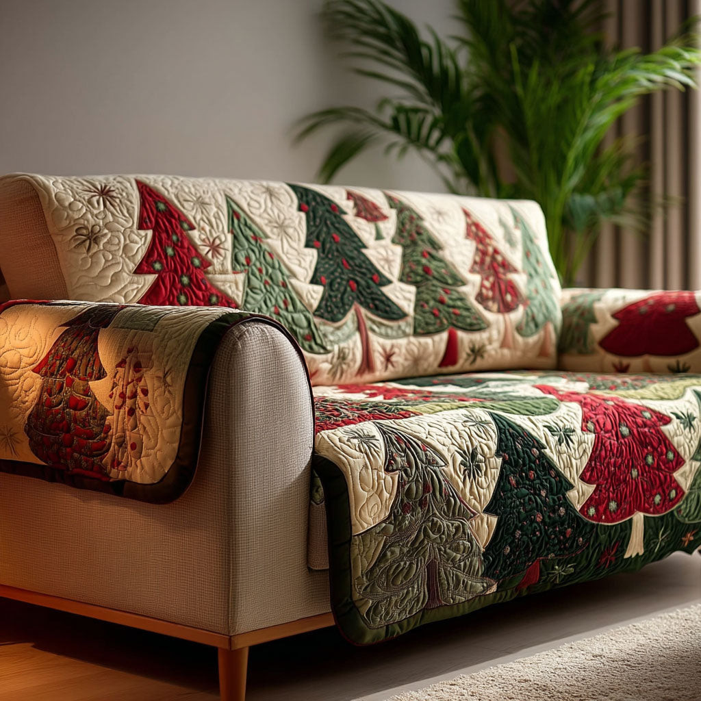 Evergreen Patchwork Quilted Sofa Cover Best Sofa Slipcovers Secret Santa Gift Ideas