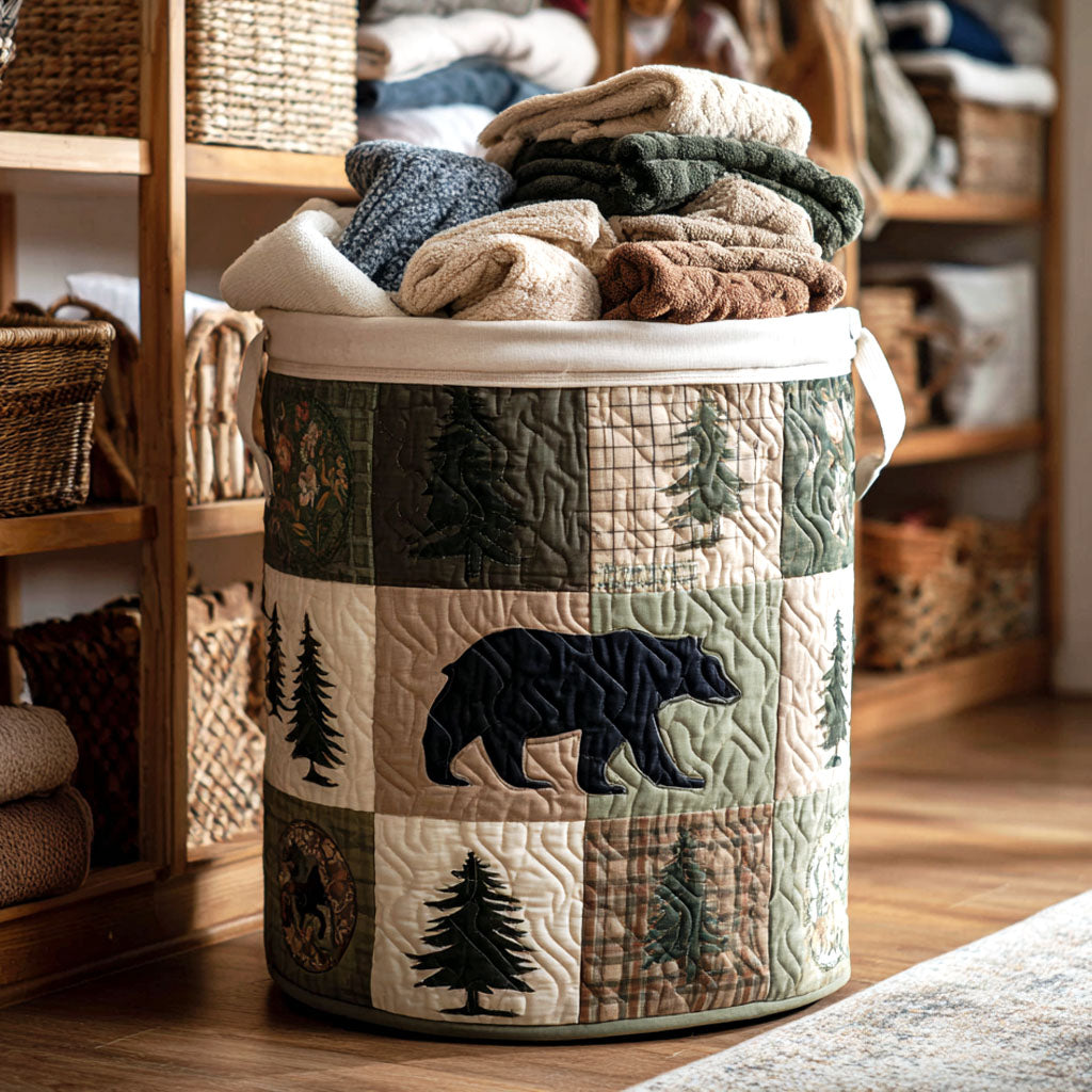 Evergreen Path Quilted Laundry Basket Coolest Laundry Baskets Hunting Lover Gifts