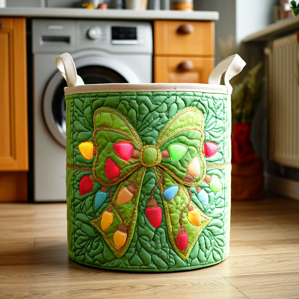 Evergreen Ribbon Charm Quilted Laundry Basket Best Laundry Hamper Family Xmas Presents