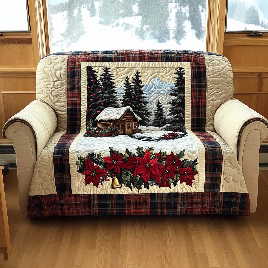 Evergreen Scene Quilted Sofa Cover Living Room Design Family Xmas Presents