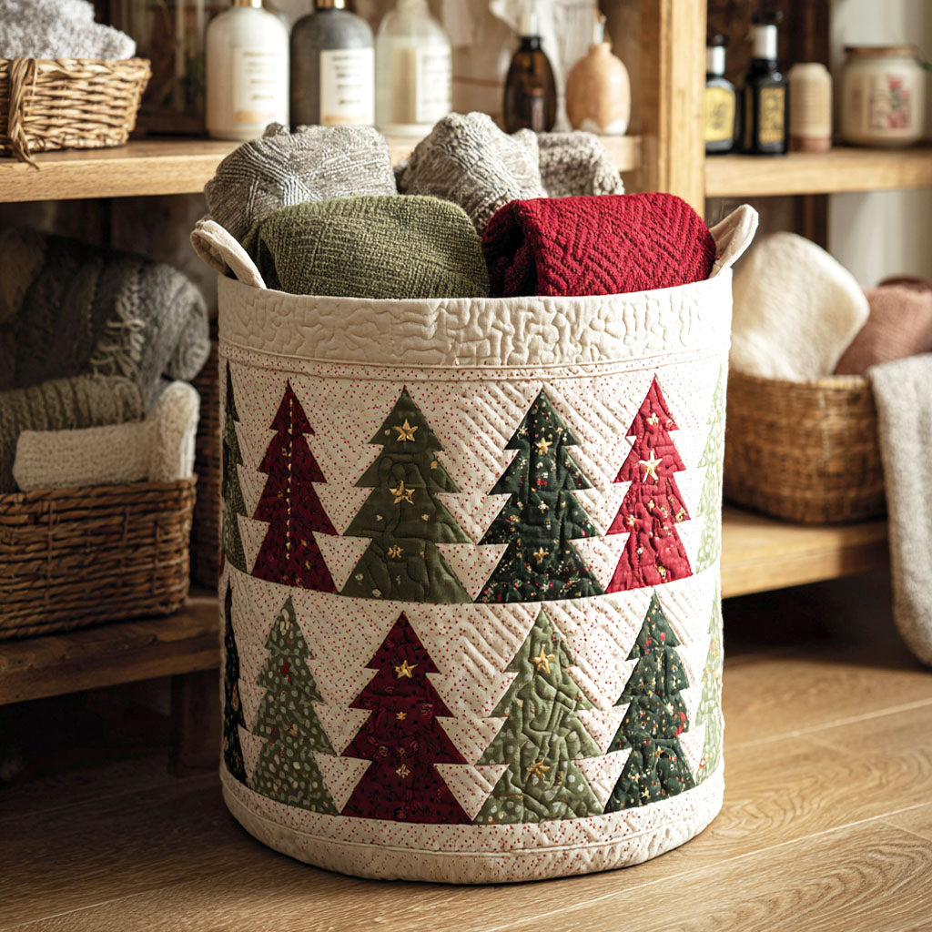 Evergreen Stripes Quilted Laundry Basket Unique Laundry Hamper Ideas Christmas Daughter Gifts