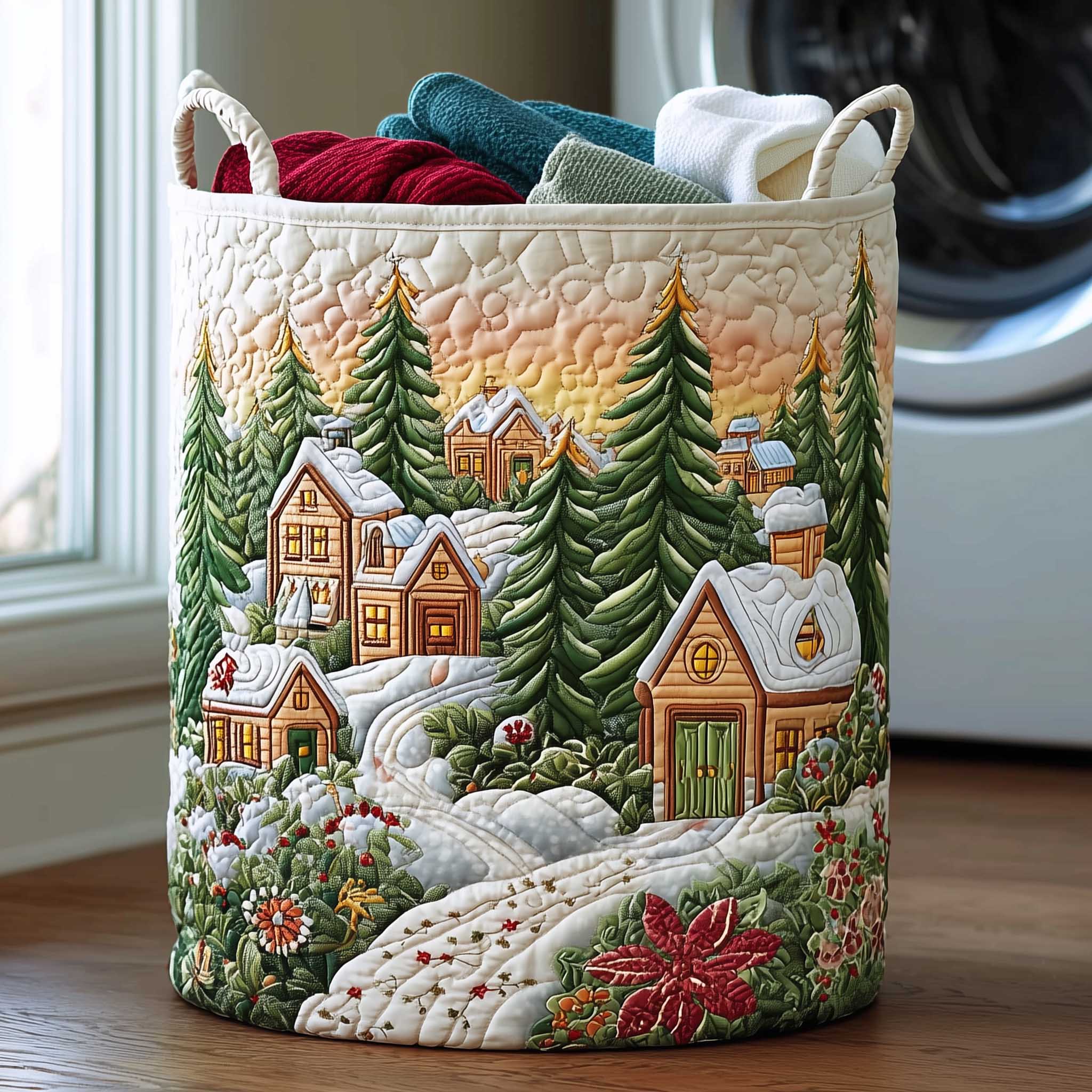Evergreen Village Quilted Laundry Basket Best Clothes Hamper Grandma Presents For Christmas