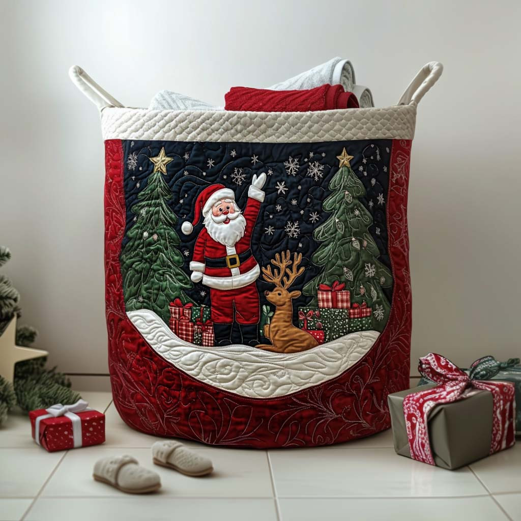 Evergreen Wishes Quilted Laundry Basket Farmhouse Laundry Hamper Christmas Ideas For Wife