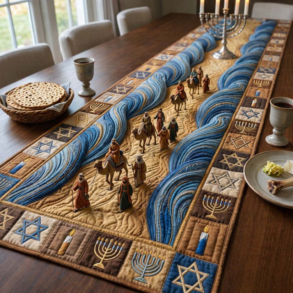 Exodus Pathway Spirit Quilted Table Runner Table Setting Ideas For Passover Gifts For Jewish Friends