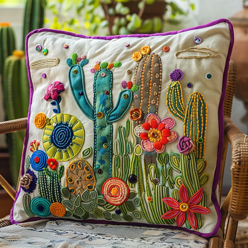 Exquisite Desert Cactus Quilted Pillow Case Square Pillow Cases Gifts Ideas For Mom