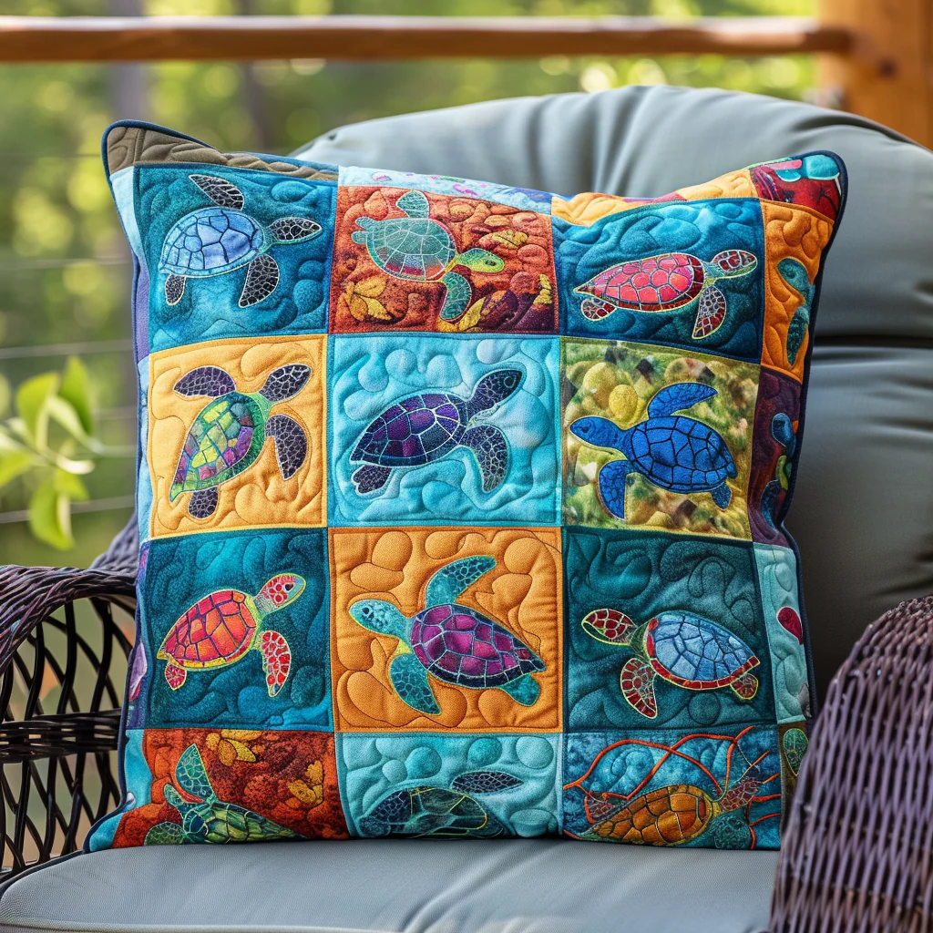 Exquisite Turtles Quilted Pillow Case Square Pillow Cases Gifts Ideas For Women