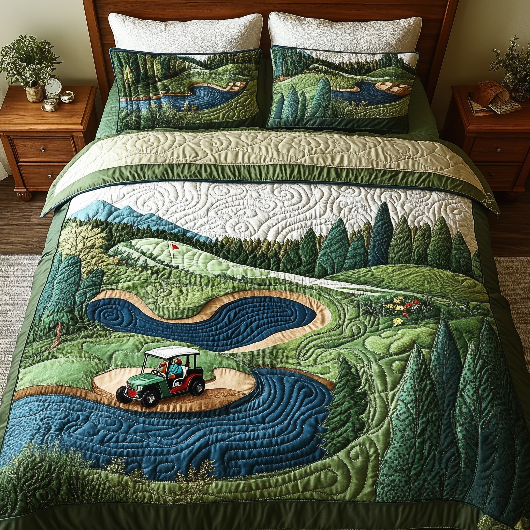 Fairway Freedom Quilted Bedding Set Boho Bedroom Decor Great Golf Gifts For Dad