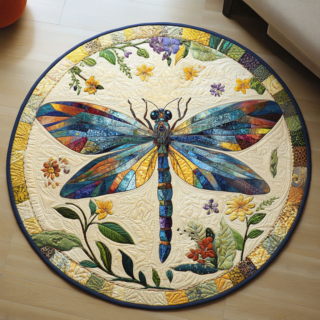 Fairy Wing Symphony Quilted Round Mat Best Round Rugs Unique Best Gifts For DragonLovers
