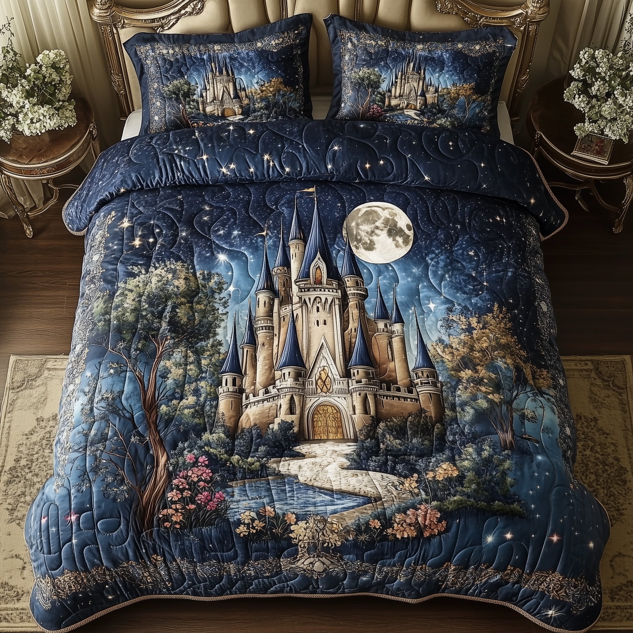 Fairytale Castle Quilted Bedding Set Bedsheet Comforter Set Useful Gift For Mother