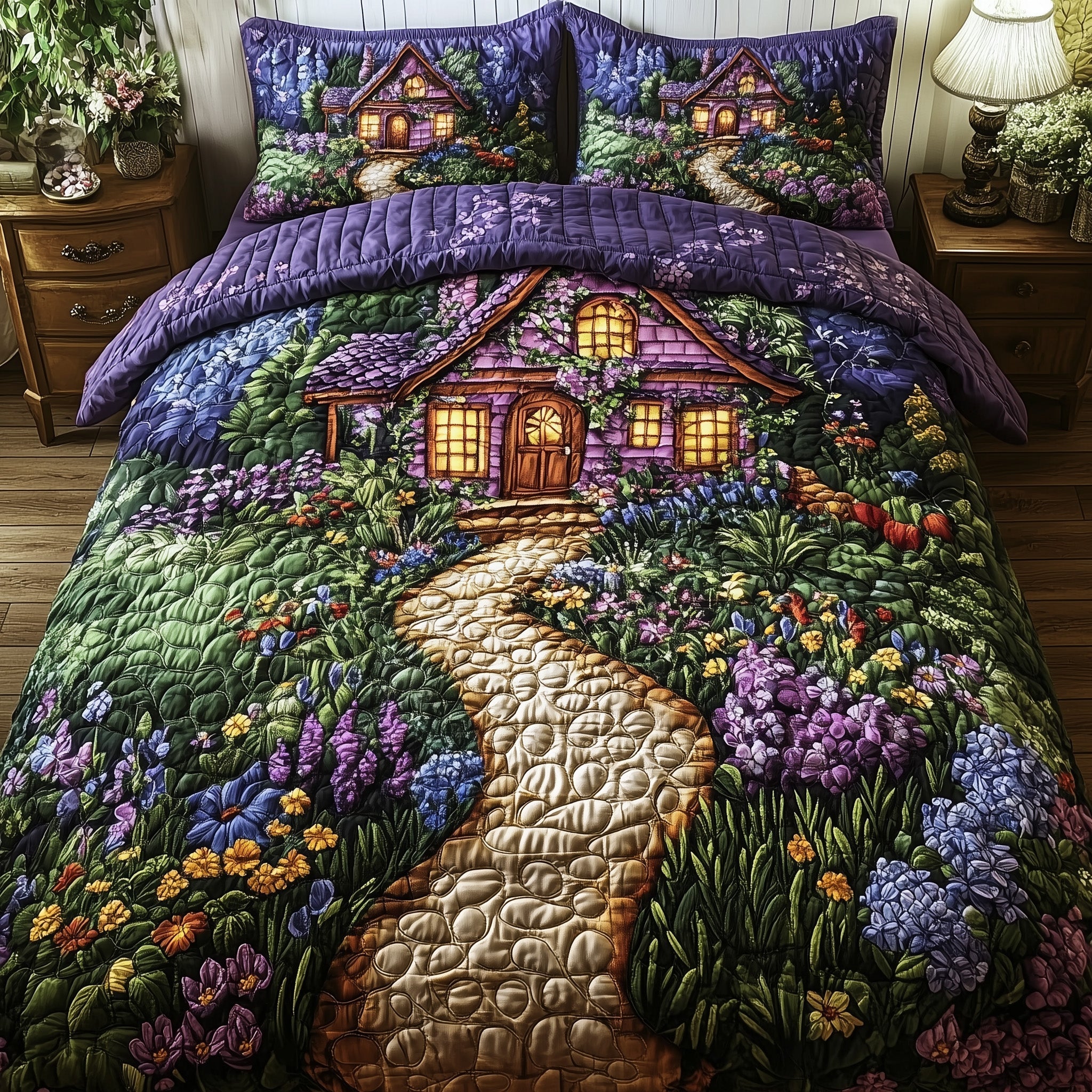 Fairytale Cottage Quilted Bedding Set Best King Sheet Set Mother's Day Gifts For Coworkers