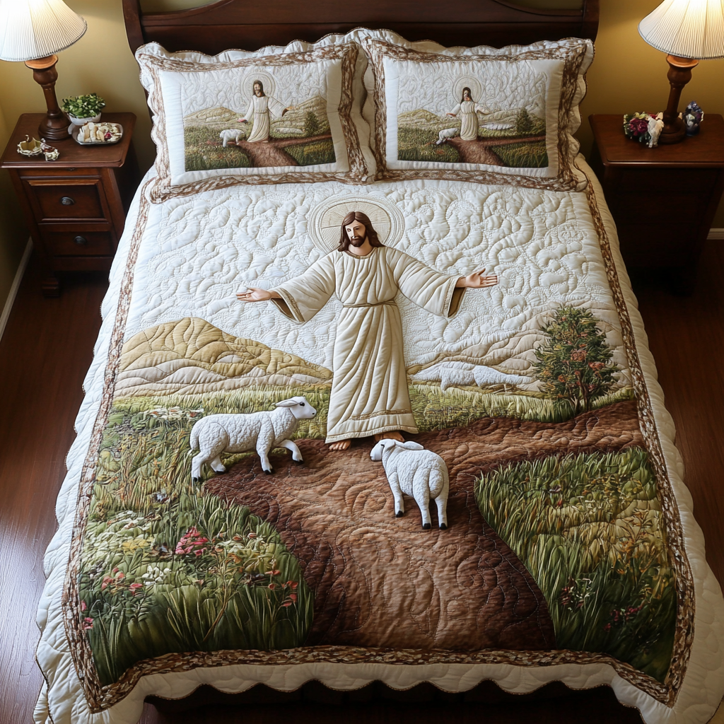 Faith Embrace Quilted Bedding Set Bed Sheet Set Unique Christian Gifts