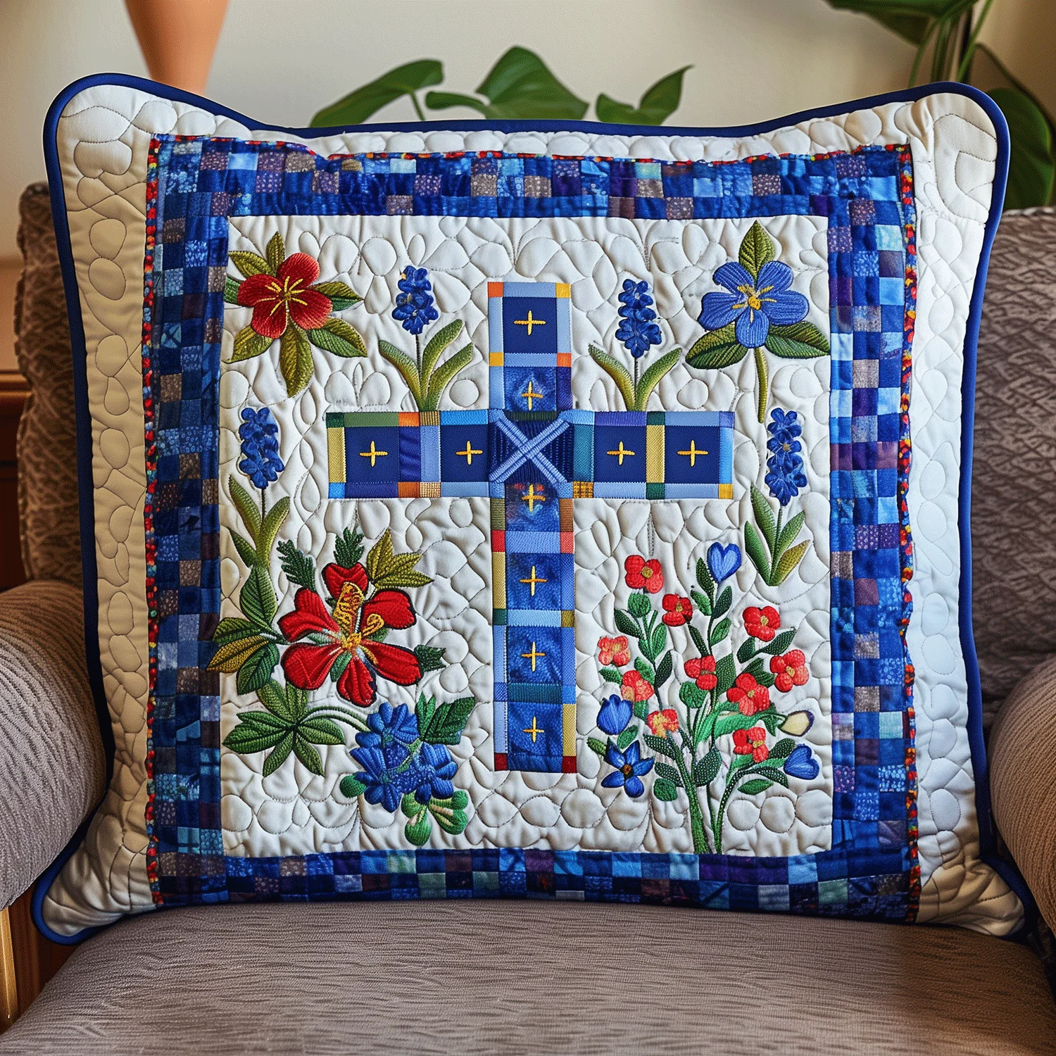 Faithful Blossoms Quilted Pillow Case Square Pillow Cases Present For Her