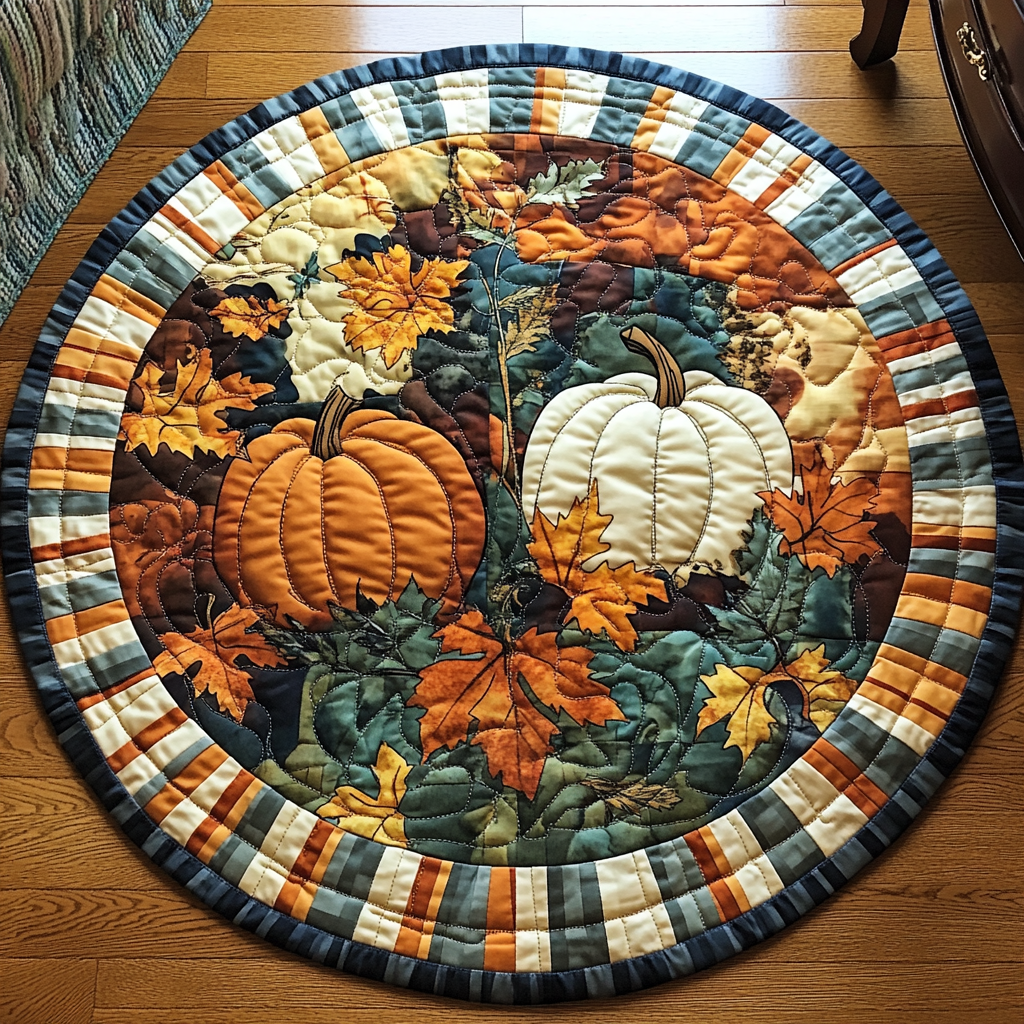 Fall Bliss Quilted Round Mat Rug Round Fall Gift Items
