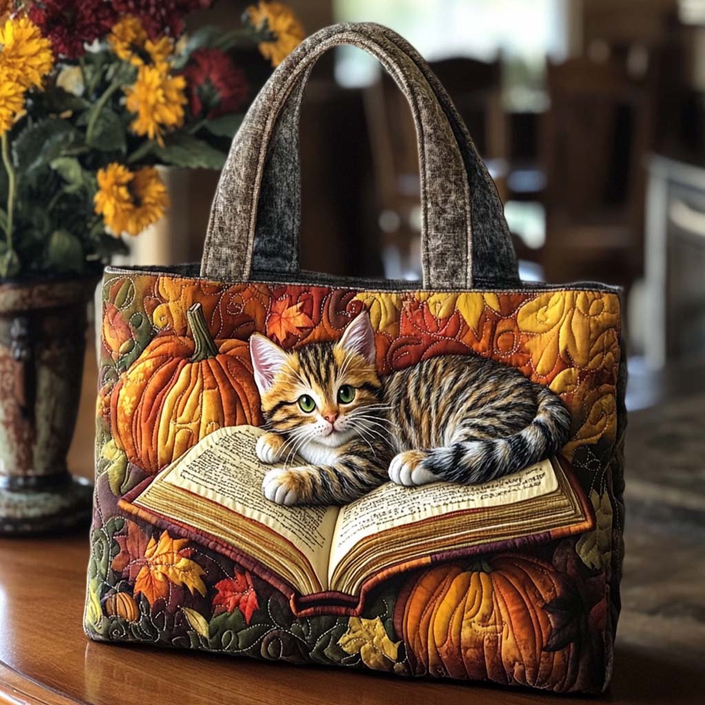 Fall Cat Whiskers Quilted Tote Bag The Best Tote Great Cat Lover Gifts